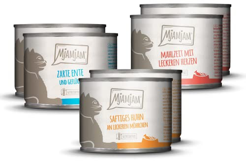 MjAMjAM - Premium Nassfutter für Katzen - Probierpaket, 6er Pack (6 x 200 g), getreidefrei mit extra viel Fleisch
