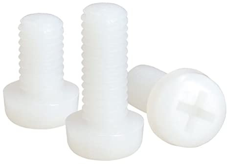 FEEIMOL Nylon Schrauben Kreuzschlitz Rundkopf Maschinenschrauben Kunststoffschrauben Weiß M3x10mm (100 Stück)