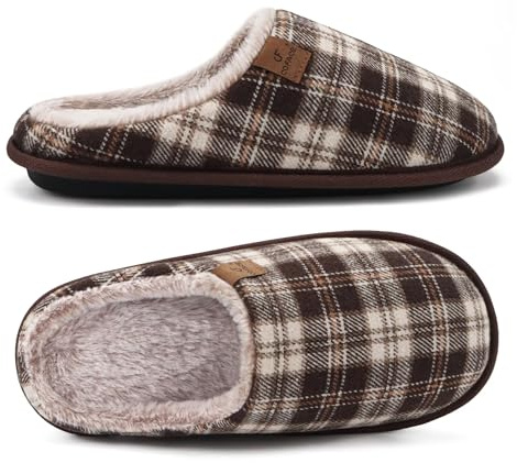 COFACE Chaussons Homme Pantoufles à Hiver Chaussures Chaudes pour Maison | En Mousse à Mémoire de Forme, Laine en Peluche Doublée avec Semelle en Caoutchouc Antidérapante Taille 40-49