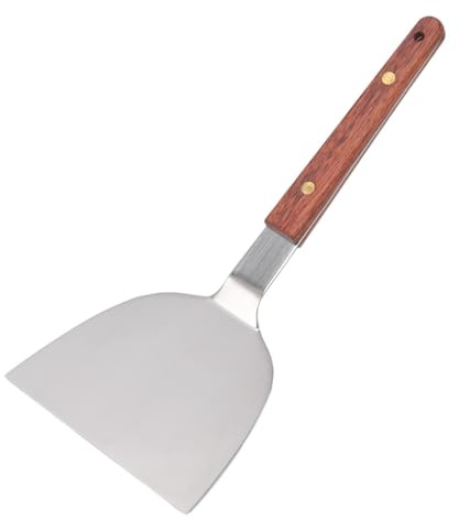 Wide Spatula, Egg Flipper Spatula, Stainless Steel Pancakes Shovel Grill Scraper with Wooden Handle Grill Scraper Wide Blade Burger Turner Scraper(105mm)