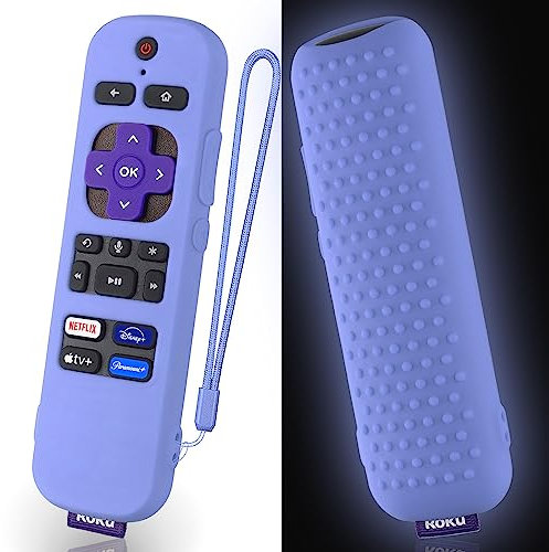 Silikon-Schutzhülle für Roku Voice TV Remote RCAL7R/Roku Express/Roku Streaming Stick TV-Fernbedienung, Schutzhülle aus Silikon für Roku TV-Fernbedienung mit Umhängeband, Blau