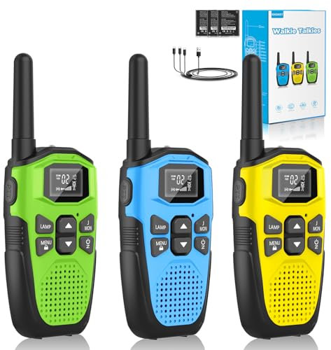 Walkie Talkie 3er Set,NXGKET Walkie Talkie Aufladbar für Erwachsene Kinder Funkgeräte,Große Reichweite 5km Walki Talki mit Li-ion Akku,Walkie Talkies VOX Taschenlampe für Freien, Camping, Wandern