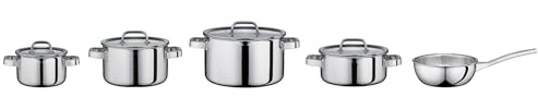Spring Topf-Set FINESSE2+ 5-tlg, 5-Lagen-Mehrschichtmaterial | Kochtöpfe, Bratentopf, Sauteuse, 5-teiliges Kochgeschirr-Set, induktionsgeeignet, mit Glasdeckel, Innenskalierung