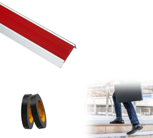 Treppenkantenprofil In L-Form Aus Aluminium, Anti-Rutsch Treppenkante, Treppenprofil L-Form, Rückenstreifendesign, Verschleißfest und Langlebig, Geeignet für Innen- und Außentreppen ( Color : E , Size