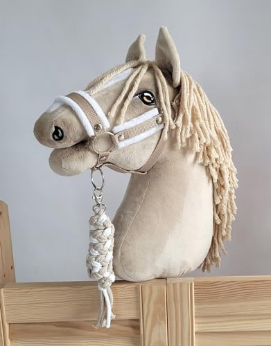 Set für Steckenpferd A3: Decke + Ohrenschützer. Kein Pferd enthalten. Weiß-beige