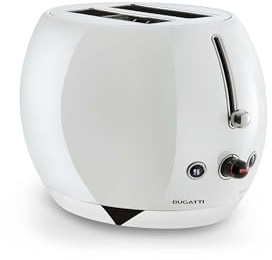 BUGATTI Romeo, Multifunktions-Design-Toaster aus Edelstahl, 7 Bräunungsstufen, 4 Funktionen, ohne Zange, 870-1035 W, Weiß