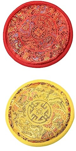 CIMAXIC 2stücke Buddhistische Klangschalenunterlage Handgefertigter Stoffkissen Für Meditation Rot Gelb Für Buddha Klangschalen Und Rituale Langlebig Und Elegant