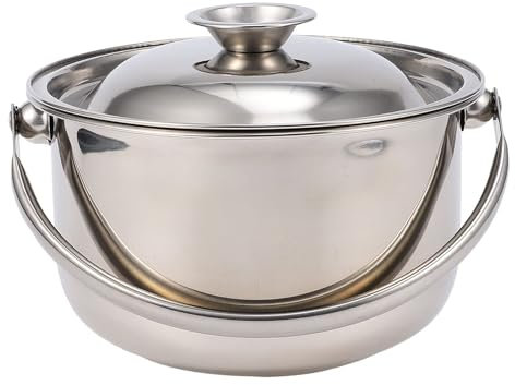 THEGA Olla De Acero Inoxidable - Olla Grande con Tapa, Recipiente Grande para Grasa, Olla De Aceite con Tapa, Mango, Tazones para Mezclar Ensaladas, para Cocinar Ollas De Sopa De 16 Cm