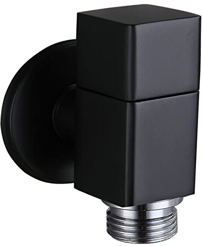 BIQSYVTM Eckventil schwarz 1/2 Absperrventil Wasserleitung Eckventil eckig schwarz Messing Wandmontage Bad Küche Anschlussventil Wasser Eckabsperrventil Absperrtoto,Schwarz A (Color : Black A)