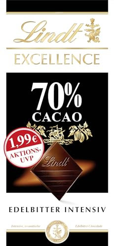 Lindt Schokolade EXCELLENCE 70% Kakao, Promotion | 100 g Tafel |Intensive aromatische Edelbitter-Schokolade | vegane Schokolade | Schokoladentafel | Schokoladengeschenk