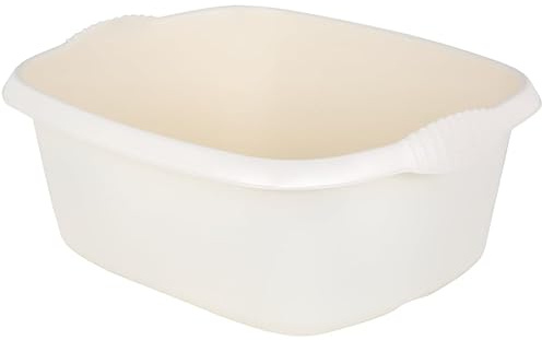 Bacinella da cucina in plastica da 12 l, rettangolare, per mescolare le posate, colore: panna