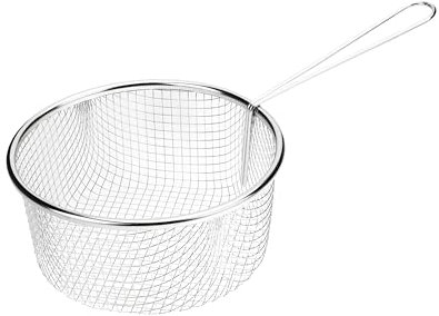 Pendeford Housewares Chip Frying Basket with Handle - Stainless Steel Frying Pan - Deep Fryer for Straining French Fries and Various Foods - 8 Inch (Pack of 1), Silver