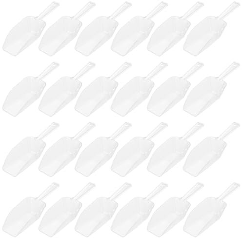 24 Pieces Multi-Purpose Kitchen Scoops Ice Scoop Bath Scoops, Clear Food Candy Sugar Scoop for Kitchen Bar Party Wedding (6.5 Inch Long)