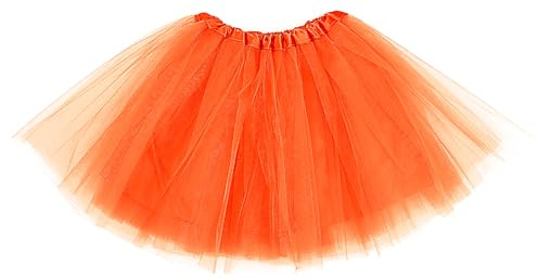 Jupe Tulle Femme Yolev Jupe Tutu Rétro à Trois Couches pour Adultes avec Doublure Jupe en Tulle Orange des Années 80 pour Halloween Rock Party Festival Celebration
