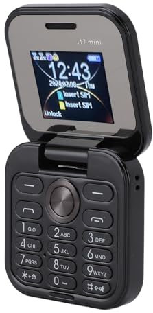 Tosuny Teléfono Móvil Plegable 2G, Mini, Doble Nano SIM, Pantalla 1.77, Radio FM, Linterna LED, Pequeño para Personas Mayores