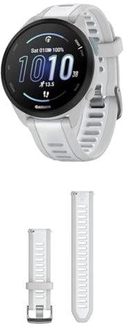 Garmin Forerunner 165, Easy to Use Lightweight GPS Running Smartwatch, Black & Quick Release Band Grey