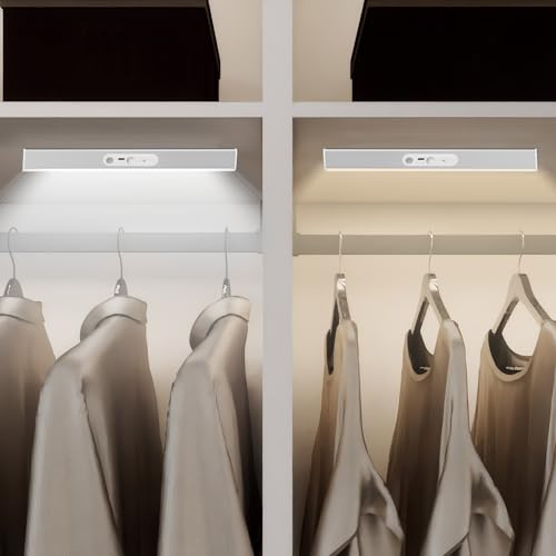 MEKKLEON Unterbauleuchte küche led mit Fernbedienung, wiederaufladbare Ladenleuchte vitrinenbeleuchtung led kabellose für Kleiderschrank (Silver-2PACK, 45CM)