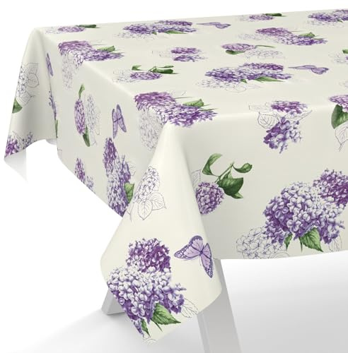 Wachstuchtischdecke Wachstischdecke Wachstuch Tischdecke abwaschbar Gartentischdecke Rund Oval Eckig 100x140cm Schnittkante Flieder Blumen