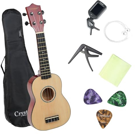 Crystal 21 Soprano Ukulele for Beginners with Gig Bag, Felt Pick & Spare Strings – Ukulele for Adults – Perfect Musical Instrument for Learning & Fun – Natural