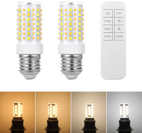 I-SHUNFA E27 Dimmbare LED Glühbirne Mit Fernbedienung, 0.6-10W,900-1000lm | CCT 2700K-6500K (Warmweiß bis Tageslicht), für Wohnzimmer, Schlafzimmer, Küche, Dimmbar mit Fernbedienung(2er Pack)