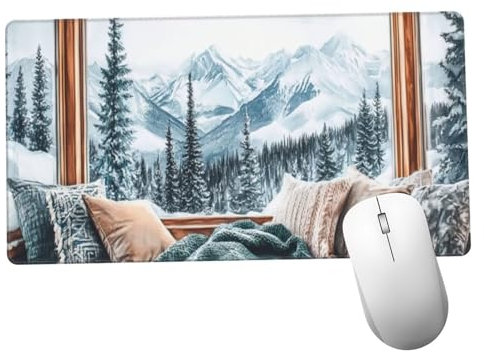 Blanco Alfombrilla Ratón 1400x600x3mm Alfombrilla Raton XXL con Base de Goma Antideslizante,Accesorios Gaming Invierno,Ordenador Gamer Regalos,Mouse Pad Gaming Mejora La Precisión Y La Velocida Y378