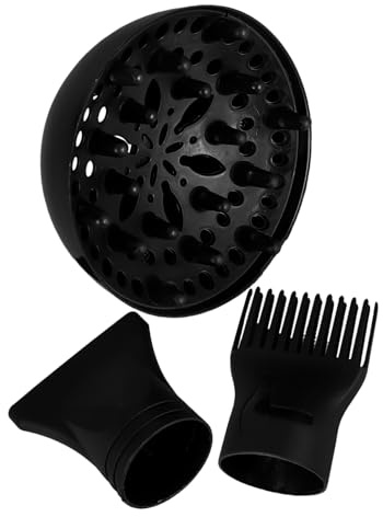 Haartrockneraufsatz 1 Satz Kunststoff Schwarz für Styling | Schmale Konzentratordüse, Kammdüse und Diffusor, Geeignet für Reise und Zuhause
