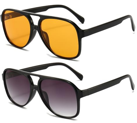 Long Keeper Vintage Pilotenbrille Sonnenbrille Polarisiert für Herren Damen | Klassische Retro 70er Piloten Sonnenbrille Pilotenbrille Groß mit UV400 Schutz