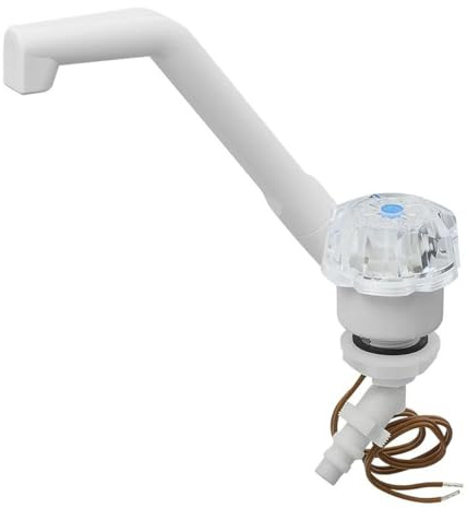 Kalt-Wasserhahn De Luxe 12V Ø20 mm weiss große Knopf Campingwasserhahn für Wohnmobil Wohnwagen