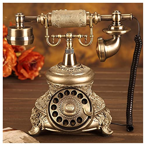 WDWDW Telefono Fisso retrò Vintage per casa e Ufficio con quadrante Rotante e Campanello in Metallo per l'arredamento della casa