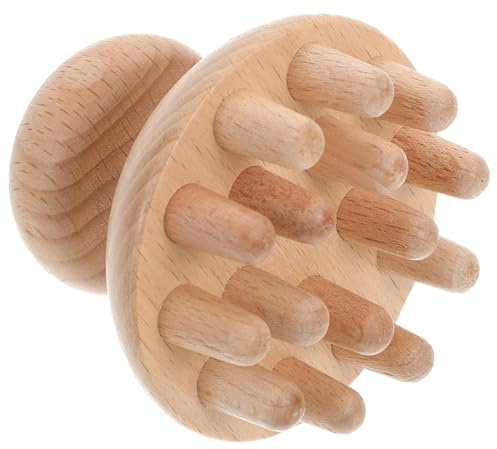 VERDANVERSE Holz Massagekamm Kopfhaut Massagegerät mit Pilzform Handgeschnitzt Glatte Oberfläche Akupressur Massage Fördert Blutzirkulation Antistatisch Kleines Kopf Massage Tool