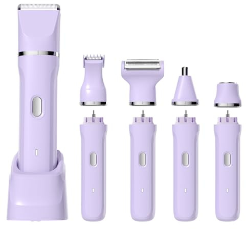 Bikinitrimmer für Damen, elektrischer Rasierer für Haut, Nasentrimmer für Frauen, kabelloser Körperrasierer für Reisen, austauschbarer Damen-Gesichtsrasierer, IPX7, wasserdicht, Keramikklinge, Dock