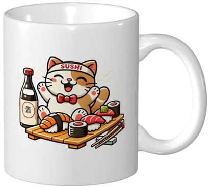 moderne Tazze da Tè Funny Sushi Chef Cat Tazza Da Caffe particolari Ceramica Mugs per lavoro Mamma 330ml