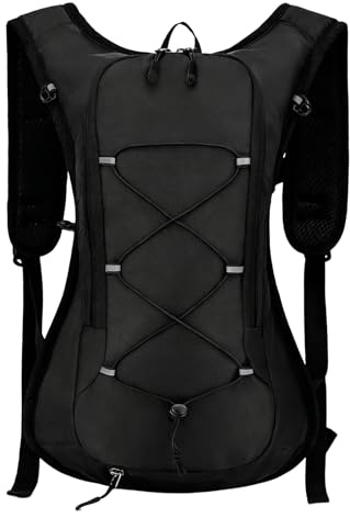 SMYJDMM Cycling Backpack, Running Rucksack, Lightweight Breathable Bike Backpack for Men & Women Daily Commutes Cycling Camping Fitness Climbing Hiking Hydration (Black)