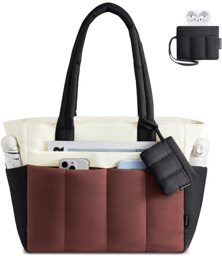 LOVEVOOK Shopper Tasche Handtasche Damen Groß, Leicht Arbeitstasche 15,6 Zoll Puffer Tote Bag, Daily Shopper Einkaufstasche Strandtasche mit Vielen Fächern, Handbags Women für Arbeit Reise Fitness