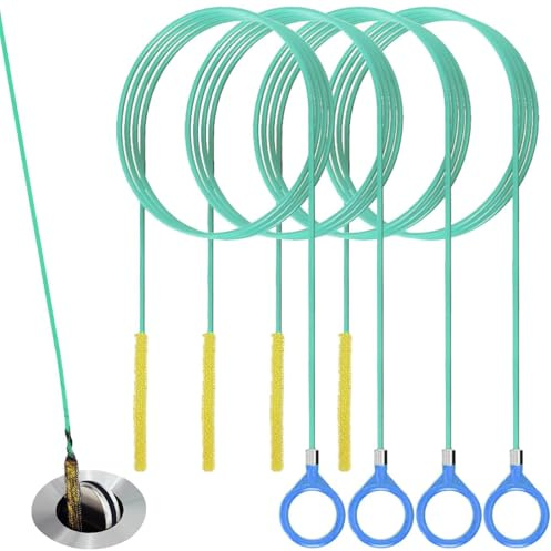 Aililong 4 Pezzi Pulitore di Scarico a Spirale 90 cm - Filo Rivestito in Nylon, scovolino per Bagno, lavandino e Doccia