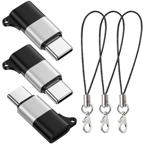 AOUZOVLI 3 Stück Ohrhörer Adapter Lightning Auf USB C,USB-C Lightning Adapter Audio,Kompatibel Mit iPhone 16/15 Serie,Nicht Zum Laden/Datenübertragung Geeignet,Schwarz,Mit 3 Lobster-Clip-Tragebändern