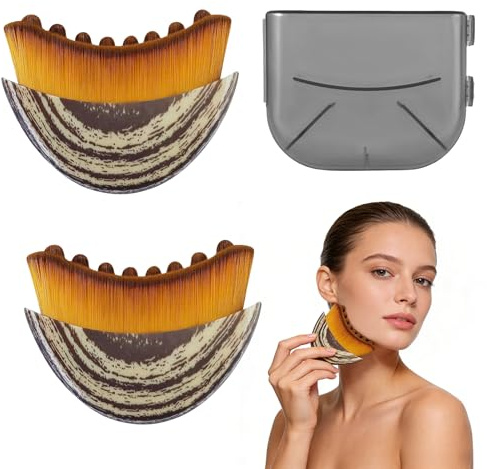 Lymphatische Gesichtsbürste, 2 Stück Trockenbürste, Lymphatic Contour Face Brush, Gesicht-sbürste Set, Gesichtsbürste Lymphdrainage, Lymphdrainage Bürste Gesicht, Ideal für tägliche Pflege und Reisen