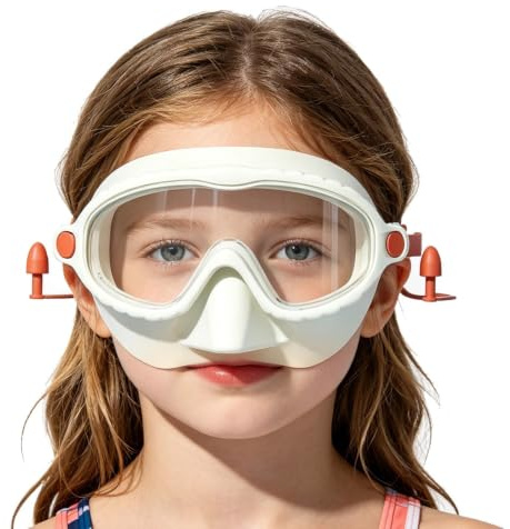Generico Occhiali da Nuoto per Bambini con Coprinaso | 180° Grandangolo Antiappannamento Occhiali da Nuoto | Antigroviglio Impermeabili per Snorkeling | per Piscina Lago Ragazzi 4-16 Anni