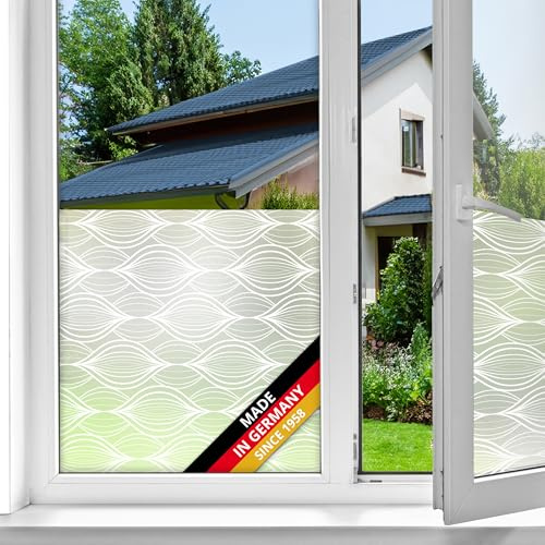 d-c-fix Premium Fensterfolie Charis 90 cm x 1,5 m statisch haftend | Statische Sichtschutzfolie mit modernem Muster für Glasflächen – selbsthaftend, blickdicht, dekorativ