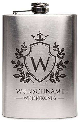 Flachmann Edelstahl 8oz. 237 ml mit individueller Gravur - Whiskykönig