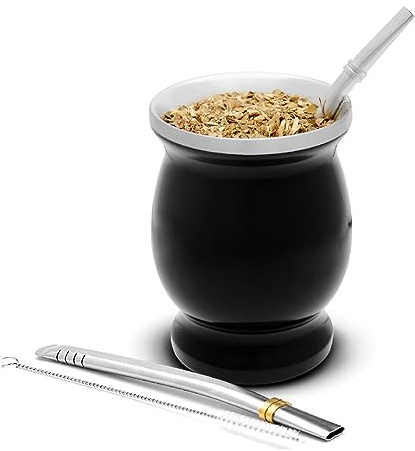 BALIBETOV 237 ml Set Maté – Tasse à Maté, 2 Bombillas & Brosse de Nettoyage – Double Paroi – Réutilisable – Facile à Nettoyer