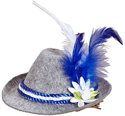 Karneval-Klamotten Oktoberfest Hut Bayern Tirolerhut Seppelhut mini Damen blau grau Oktoberfest Karneval
