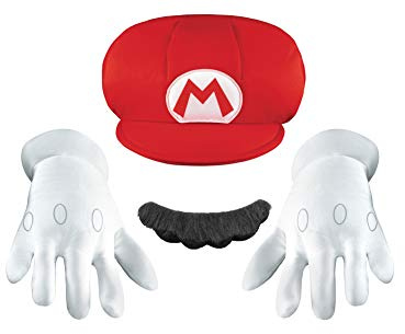 Disguise Nintendo - Déguisement Super Mario Bros avec Casquette, Moustache et Gants - Sous Licence Officielle Nintendo - Costume Mario pour Halloween ou Carnaval