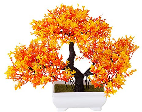 Artificial Bonsai Pine Tree, Cedar Faux Potted Plant, Fake Tree Pot Ornaments for Home, Office, Yard, Desktop Display, Garden Decor - 7.1x9.8 Inch