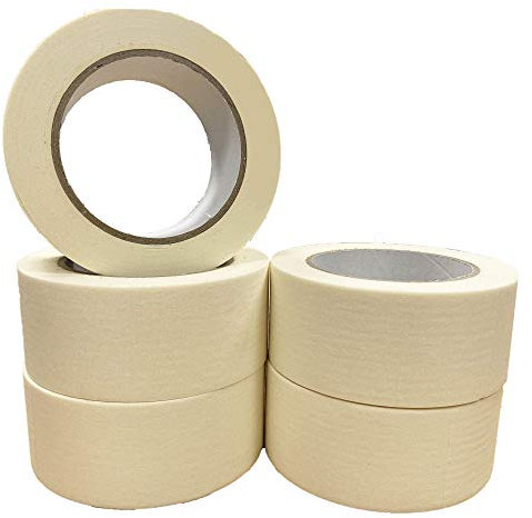 VIROSA Pack of 5 Masking Tape | 48mm Wide, 50 Metre Rolls | Ideal for Painters, Decorators Professional & DIY Use | Painting Walls, Crafts & more