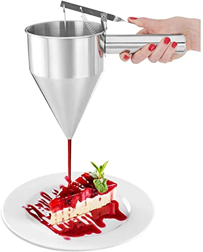 Pfannkuchen Teigspender Kolbentrichter Küchentrichter Fülltrichter Edelstahl Teigportionierer Edelstahl Backtrichter Trichter mit Stand Batter Trichter für Hauptküchen Bäckerei Gebrauch