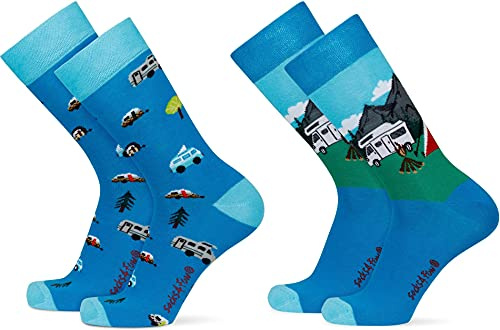 normani 2 Paar Lustige Socken | gemusterte Socken mit verschiedenen Motiven und Farben | Mit Piqué-Komfortbund | Aus Baumwolle, Polyamid und Elasthan