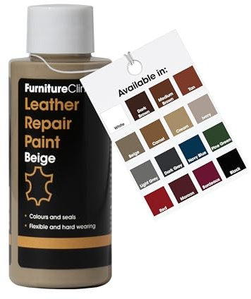 Furniture Clinic Leather Repair Paint & Dye | Self Seal Colourant for Quick and Easy Leather Repair | Suitable for Leather Sofas, Leather Car Seat, Shoes, Handbag, and More (50ml, Beige (B02))