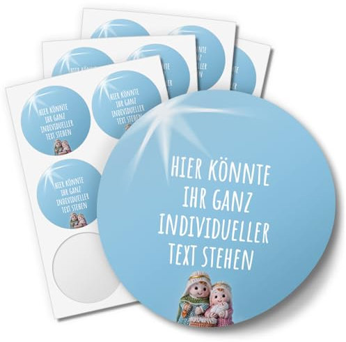 24 Weihnachtsaufkleber PERSONALISIERT mit Ihrem Text für Geschenke und Produkte zu Weihnachten - Aufkleber Etiketten Geschenkaufkleber rund, Motiv Kirchlich