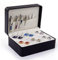 zalati Caja organizadora, caja de almacenamiento, caja interior de terciopelo de cuero PU con 6 rejillas para pendientes, anillos, pulseras, gemelos, Clip de corbata, broche, insignia
